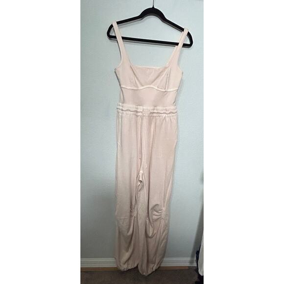 NEW Free People Inbound Jumpsuit Antique Blush Md Barrel Monochrome Athleisure - Picture 3 of 11